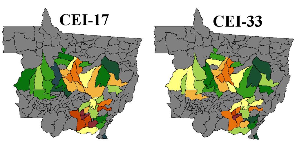 3. Resultados e discussão Os resultados da metodologia CEI-PE são apresentados em valores percentuais, a partir da comparação entre as estimativas de área de soja oriundas dos mapas de soja CEI-PE e