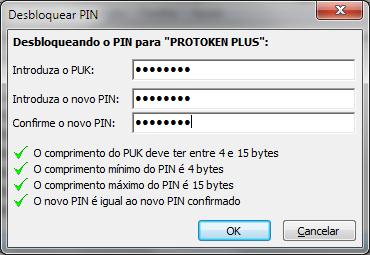 Desbloquear PIN você poderá redefinir um PIN para o seu Dispositivo Safesign.