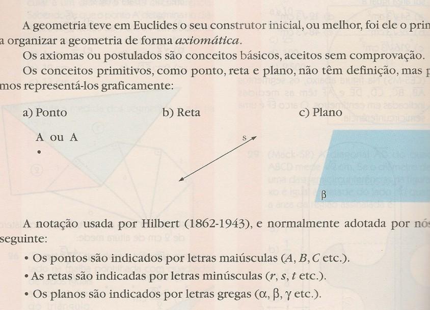 (Figura 4) Como no início da parte referente à geometria os autores mencionam os Axiomas de Euclides e voltam a falar sobre Euclides novamente, seria