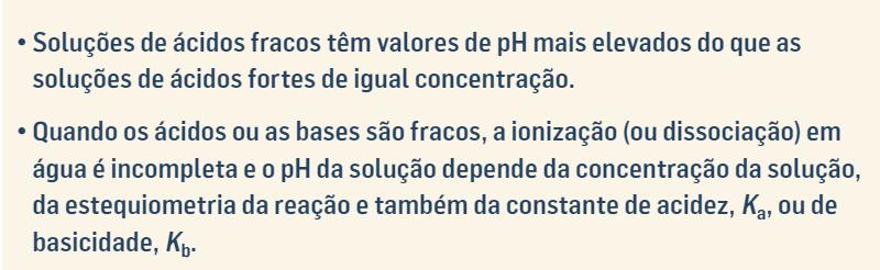 Força relativa de ácidos e bases Comparando os valores das constantes de