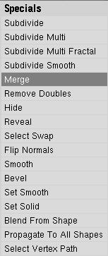 4.5 O comando Merge O comando Merge serve para juntar dois ou mais vértices em um só. Como acessar (no Edit Mode): Specials ([W]) > Merge ou [ALT]+[M].