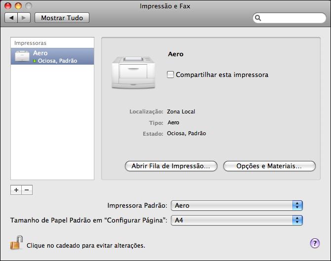 MAC OS X 29 Seleção do EX Print Server na Lista de impressoras Antes de imprimir uma tarefa, é necessário selecionar o EX Print Server na lista de impressoras.