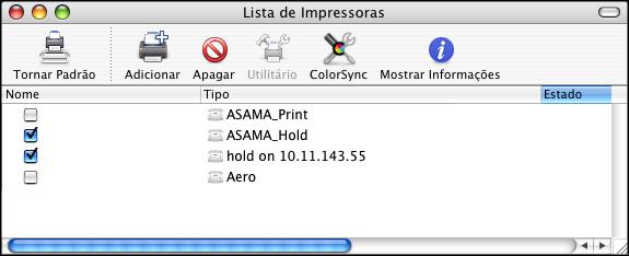 MAC OS X 30 PARA SELECIONAR O EX PRINT SERVER COMO A IMPRESSORA PADRÃO COM O MAC OS X V10.4.X OU V10.3.9 1 Verifique se o EX Print Server está conectado à rede e ligado.