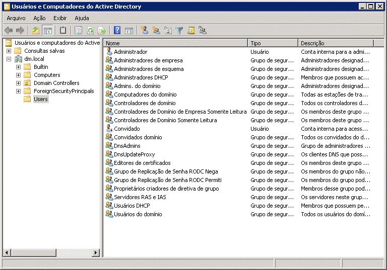 Para iniciar o trabalho abra Usuários e computadores do Active Directory e comece a criar as