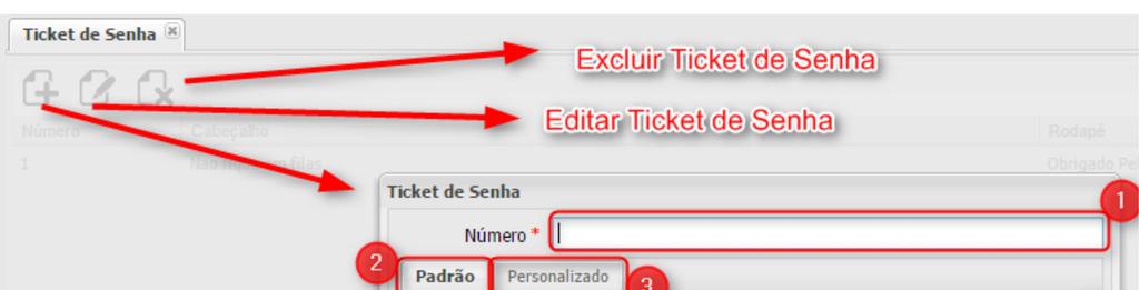 8. Configuração de Ticket de Senha Opção 5 da Figura 3 Pressionando o botão Ticket