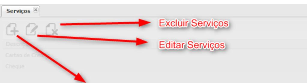 9. Configuração de Serviços Opção 6 da Figura 3 Ao pressionar o botão Serviços a aba