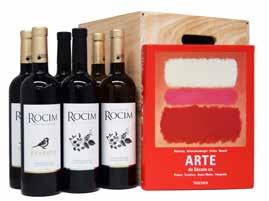 CONJUNTOS PREMIUM ARTE CAIXA MADEIRA 3 + LIVRO 3 Garrafas de vinho Herdade do Rocim (3x75cl) + Livro
