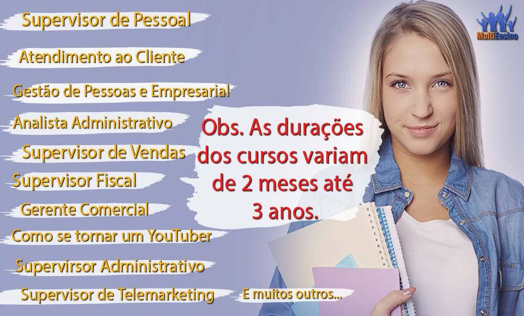 Todos os cursos serão disponibilizados através de plataforma, incluindo material didático para cada módulo e com professor presencial. (professor treinado por nossa equipe).