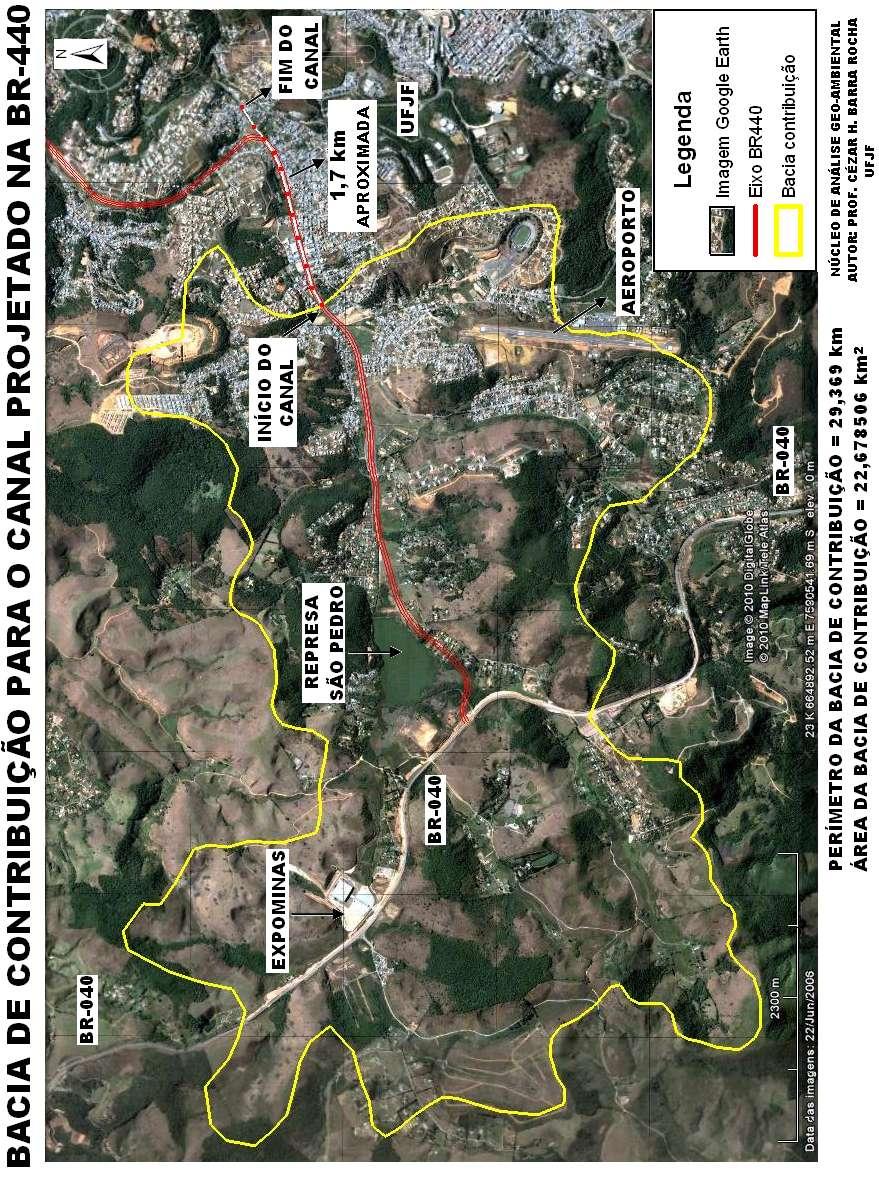 Figura 1 Bacia de contribuição até o