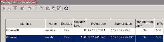 mostrado:interface Ethernet0 nameif outside