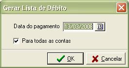 5 Tela de Lista de débito Para gerar a lista de débito, clique no botão Gerar Lista e informe a