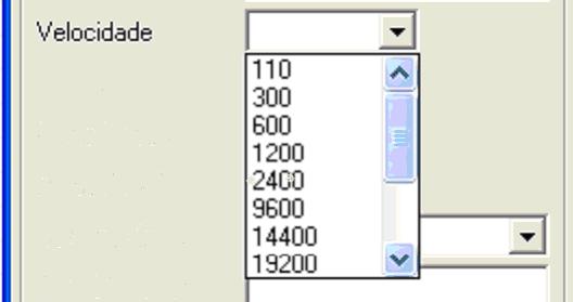 Campo VELOCIDADE Permite a seleção da velocidade.