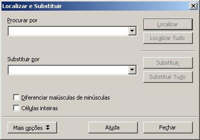 Selecione as opções, podendo somente localizar, ou localizar e substituir: Localizar: pára à medida em que vai encontrando o item procurado. É necessário teclar Enter para continuar a pesquisa.