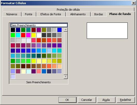 11.9 Alterando cores Este recurso é utilizado para colocar cor na célula.