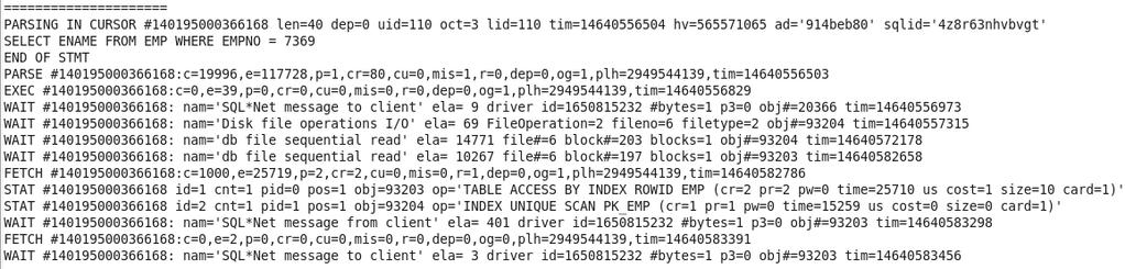 Lab 2.1: SQL Trace (Event 10046) SQL> CONN SCOTT/TIGER SQL> SELECT P.SPID, P.TRACEFILE FROM V$SESSION S, V$PROCESS P WHERE S.PADDR = P.ADDR AND S.