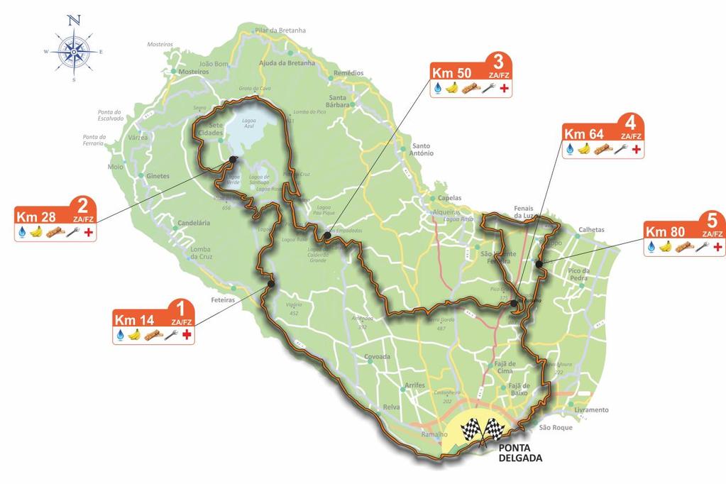 Percurso Maratona Distância total: 94kms Desnível Acumulado: 2550m/D+ Zonas Assistência / Feed & Technical Zones: 5 Kms 14 / 28 / 50 / 64 / 80 Categorias