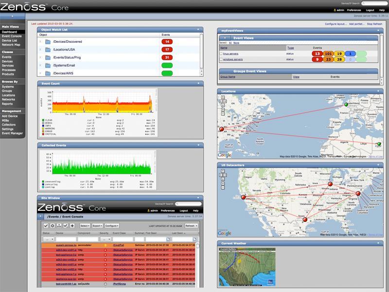 ZenOSS O ZenOSS é uma plataforma de gestão de serviços, máquinas e pontos de rede baseada no servidor aplicacional Zope e que permite ao administrador de rede monitorizar a disponibilidade,