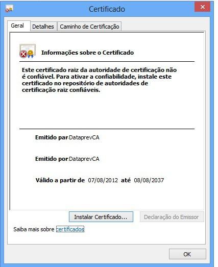 - Se for administrador, visualize o diretório onde os certificados foram baixados e comece executando o DataprevCA.