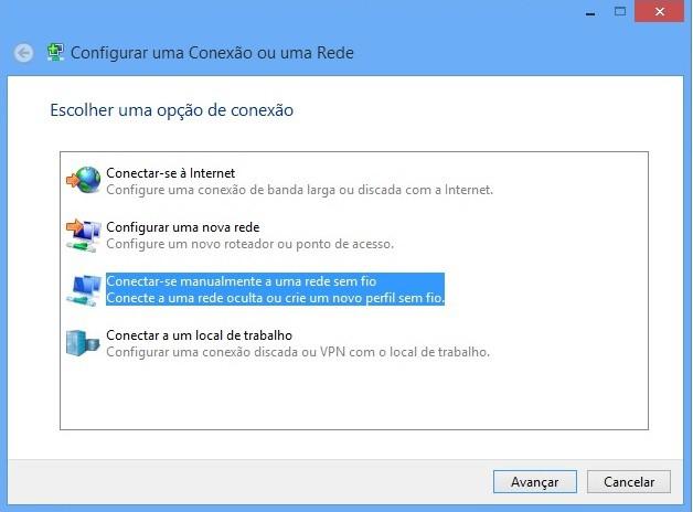 - Na tela que abrir, selecione a opção Configurar uma nova conexão ou rede.