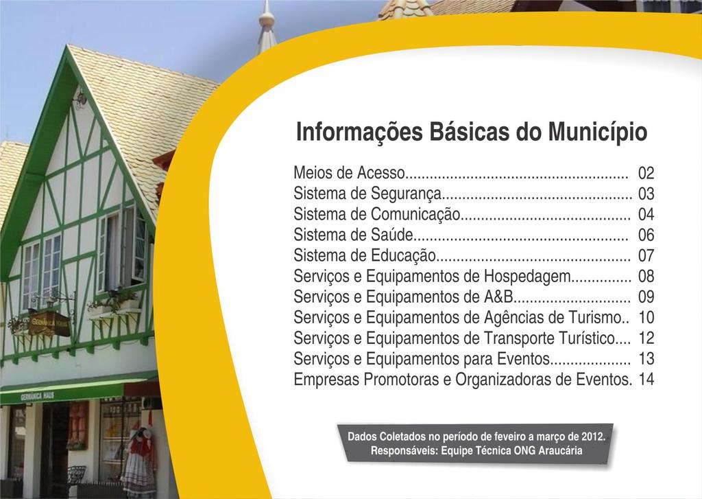 Dados Gerais Negócios e Eventos Brasil INFORMAÇÕES BÁSICAS DO MUNICÍPIO Meios de Acesso Sistema de Segurança Sistema de Comunicação Sistema de Saúde Sistema de Educação Serviços e Equipamentos de