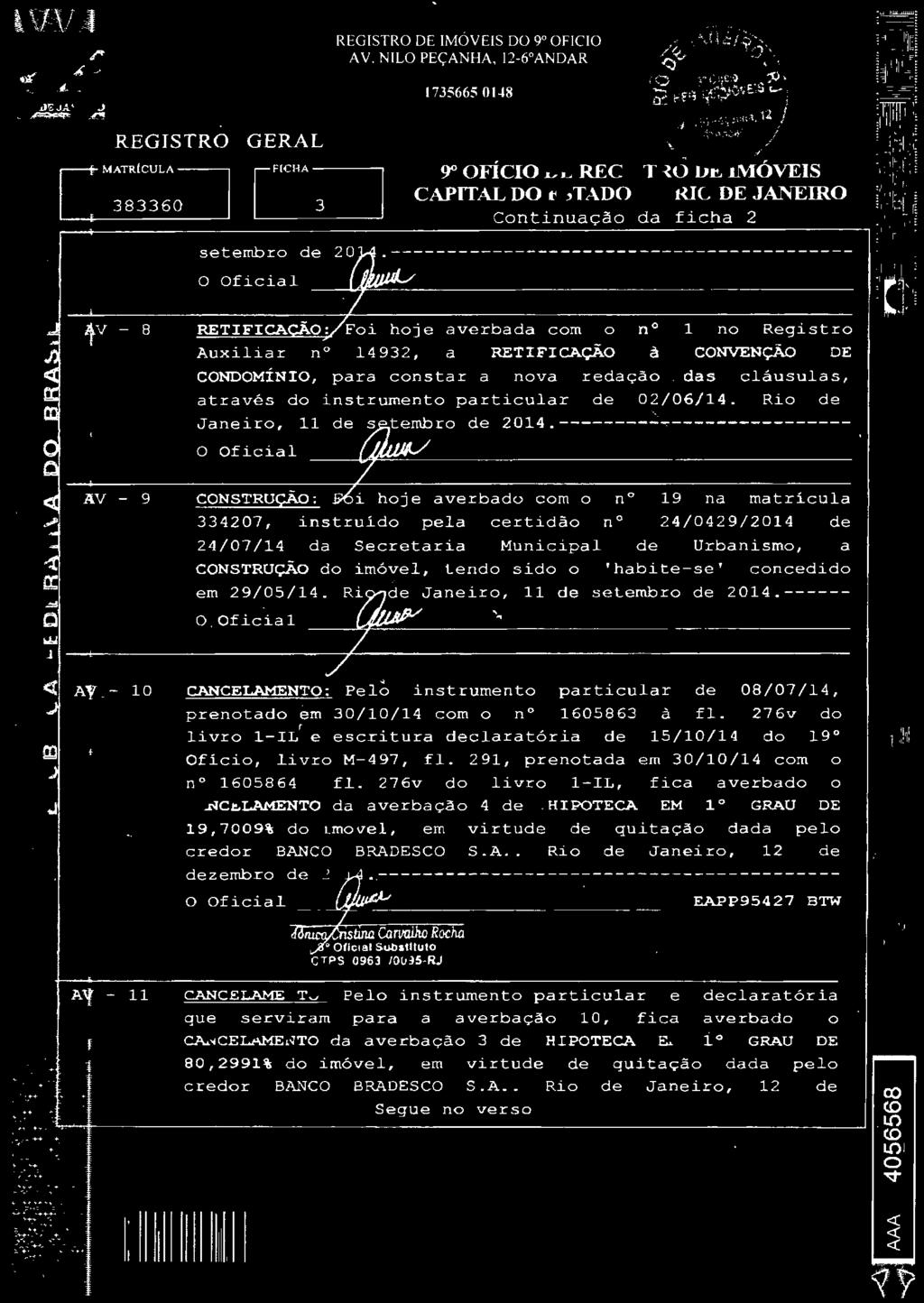 d imóvel, tend sid 'habite-se' cncedid em 29/05/14. de Janeir, 11 de setembr de 2014.------ 0.0ficial - 10 CANCELAMENTO: Pel instrument particular de 08/07/14, prentad em 30/10/14 cm n 1605863 à fl.