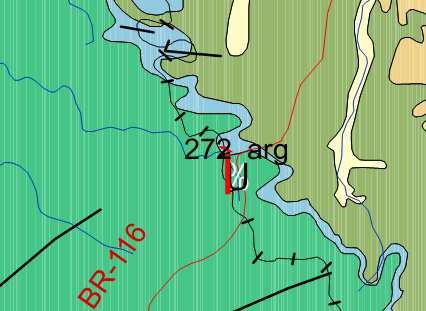 110 4.2 CONTEXTO GEOLÓGICO LOCAL ATUALIZADO O km 108 da BR-116 no estado de Santa Catarina encontra-se dentro da Bacia sedimentar do Paraná. Segundo o mapa litológico local na folha SG.