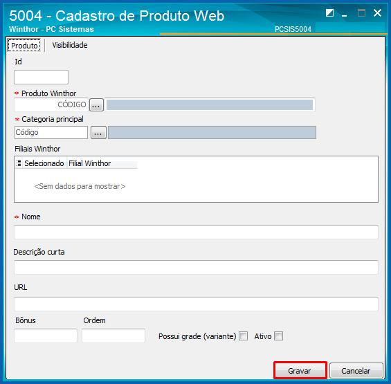 2. Cadastrar Produto sem Variante Para cadastrar um produto para o e-commerce é necessário realizar as orientações abaixo. 2.