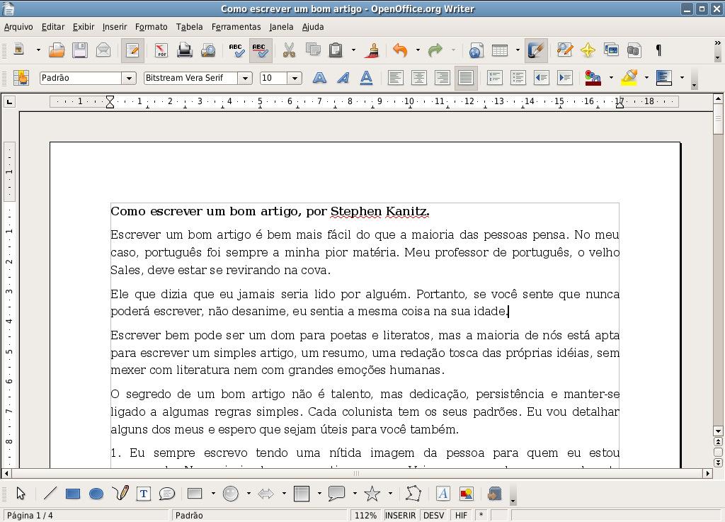 01. OpenOffice.org Writer O OpenOffice.org Writer é um processador de texto com capacidade e visual similares ao Microsoft Word e WordPerfect.