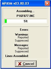 Observe que o MPLAB é capaz de observar somente erros de sintaxe, e não de lógica, ficando estes sob responsabilidade do programador.