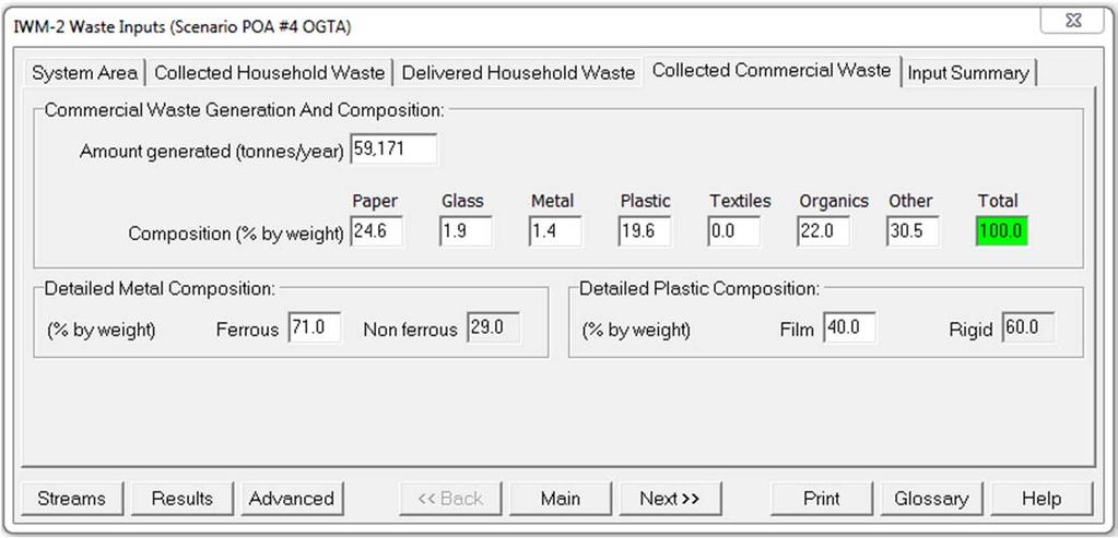 Figura AC.5 Entrada de quantitativos e composição dos resíduos comerciais Figura AC.6 Tela de resumo dos dados de entrada sobre geração dos resíduos Na figura AC.