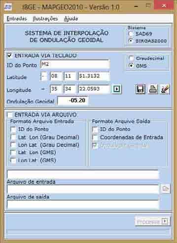 4 EXTRAÇÃO DOS VALORES DO MODELO GEOIDAL 2010 BRASILEIRO Após o processamento e o ajustamento dos dados GNSS, devido a quantidade de pontos coletados (três marcos) não gerou-se um tabela contendo as