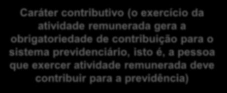 é, a pessoa que exercer atividade remunerada deve contribuir para a previdência) Somente os segurados