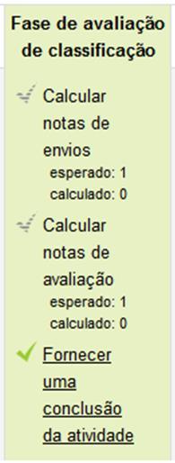 Fase de avaliação de classificação Nessa fase o professor Calculará a nota do Envio e Calculará a nota da Avaliação.