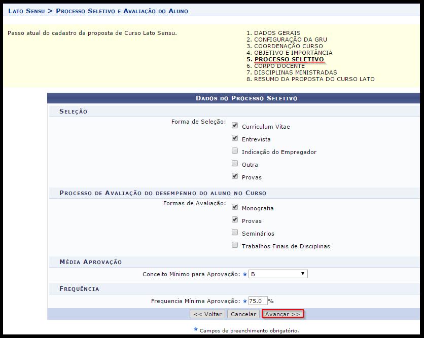 Figura 18 (Tela; Objetivo e Importância) Passo 5 - Objetivos e Importância do Curso Neste passo serão