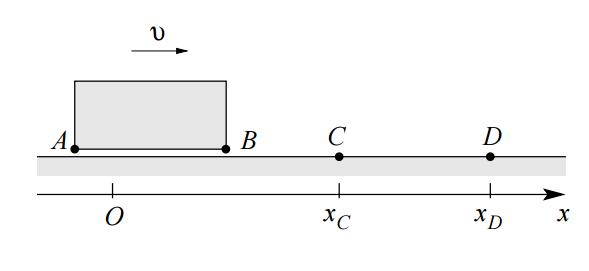 a. Se o intervalo de tempo entre os eventos B C e A C (tempo gasto pelo veículo para passar pelo ponto C) no referencial do veículo é t, qual é o intervalo de tempo entres esses eventos no