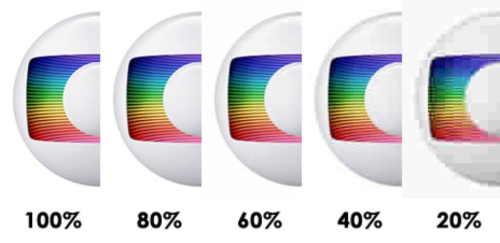 não deixe a imagem pixelizada (ver exemplos abaixo). Exemplo de imagens exportadas com qualidades diferentes. Neste caso até 40% é aceitável, mas o recomendável seria usar 60%.