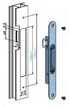 299P LINHA ALU Fecho de embutir (maq. 120 e comp.195) Sliding lock (mach. 120 and height 195) Cierres de embutir (mec. 120 y comp.195) Fermeture lateral (usi.