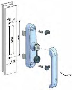 Cremone de segurança s/ punho c/ fixação frontal Security cremona without handle, with frontal fixation Cremona rotativa sin maneta de fijación frontal Cremone d ouverture française sans poignée de