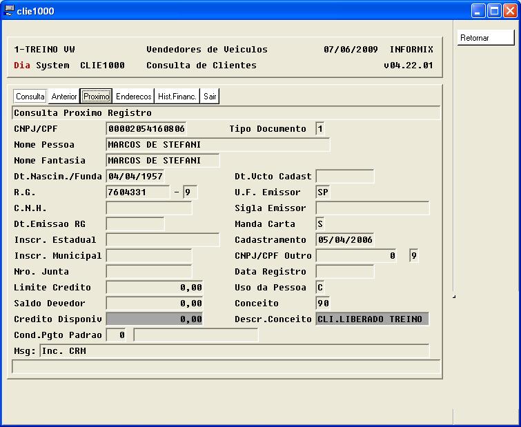 Balconista de Peças Capitulo 04 Consulta de clientes Vamos consultar o cliente, se ele esta com Data de