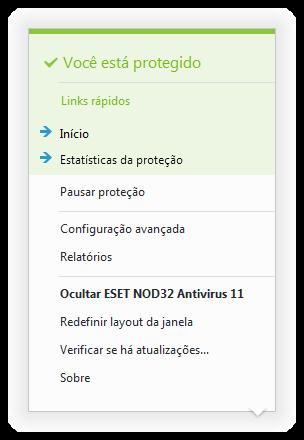 4.5.4 Menu do programa Estão disponíveis alguns dos recursos e opções de configuração mais importantes clicando com o botão direito do mouse no ícone da bandeja do sistema.