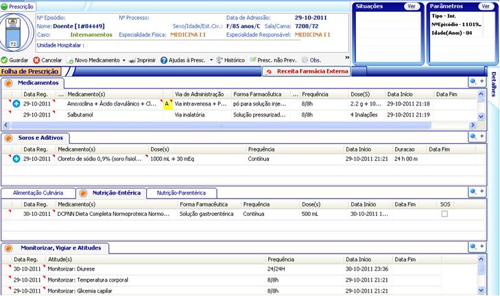 CDM - Dose Unitária Folha de Prescrição, 4 grelhas: Medicamentos; Soros e Aditivos; Nutrição (Dietas Hospitalares;