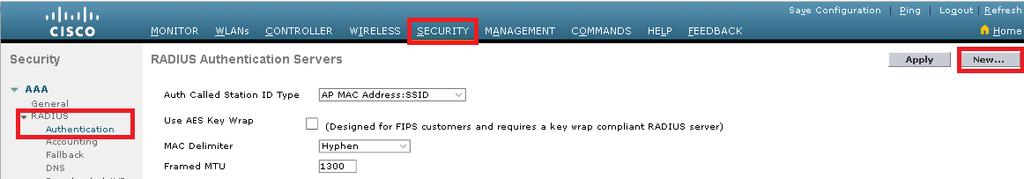 client<wlc-ip-address> { secret = <shared-key> shortname = <WLC-name> } Configurar FreeRADIUS como o servidor Radius no WLC GUI: Etapa 1.