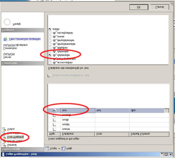 Linguagem de Programação 6 PASSO 11: Selecione agora a opção User Mapping, marque o database test e, como Database