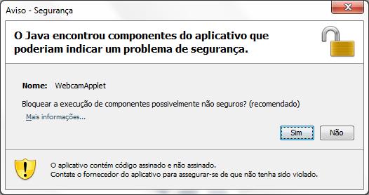 76 via socket, carregar as DLLs da API OpenCV entre outros) ele precisa ser assinado com um certificado digital e precisa das devidas permissões no arquivo de políticas do Java.policy. Na seção 2.11.