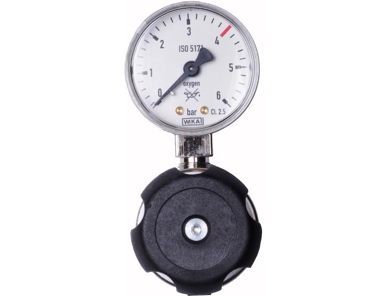 8 - Regulador de pressão de trabalho Regulador de pressão HF Regulador de pressão, adequado para gases puros, equipado com um manómetro para apresentação da pressão baixa, utilizado em estações para
