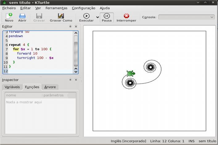 aprendizado de conteúdos mais avançados de computação quando o aluno alcançar o ensino superior. Figura 3: Interface do programa KTurtle Fonte: http://ensinolivre.