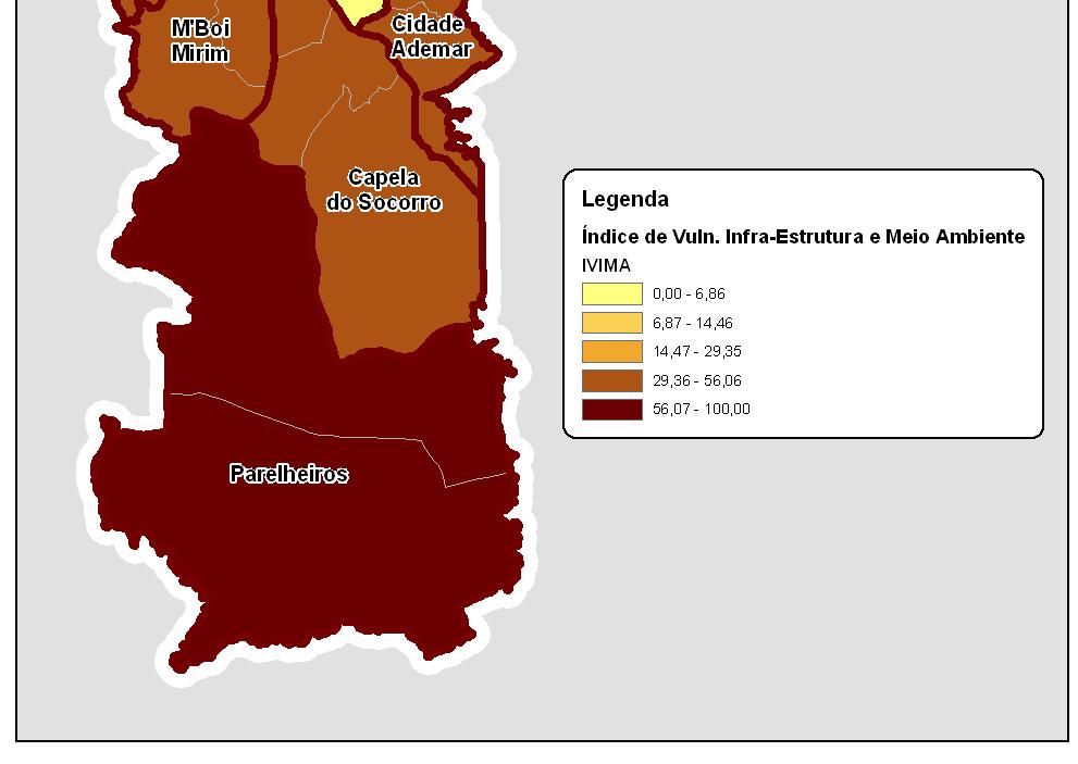 Infra estrutura urbana e meio ambiente: 16,16% do IEQV Melhores: Vila Mariana, Pinheiros, Sé, Moóca, Santo Amaro