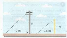 altura mede 0,6 m. Qual a altura desse poste?