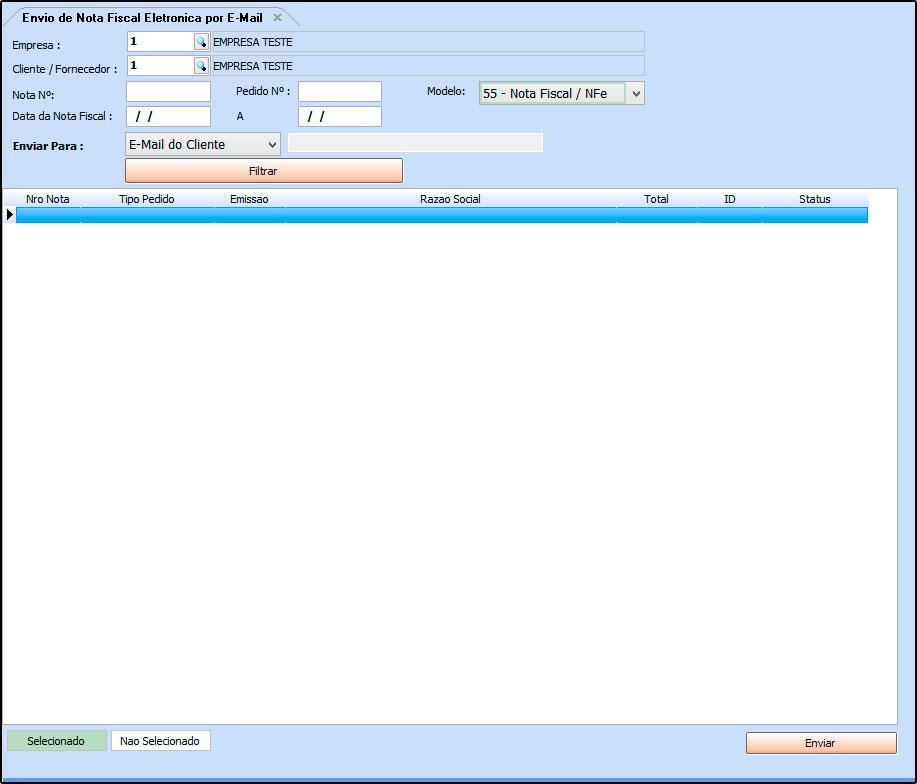 Empresa: Informe a empresa padrão pela qual as Nf s foram emitidas; Cliente/Fornecedor: Caso queira filtrar os XML s por um cliente ou fornecedor especifico, informe neste campo; Nota N : Caso queira