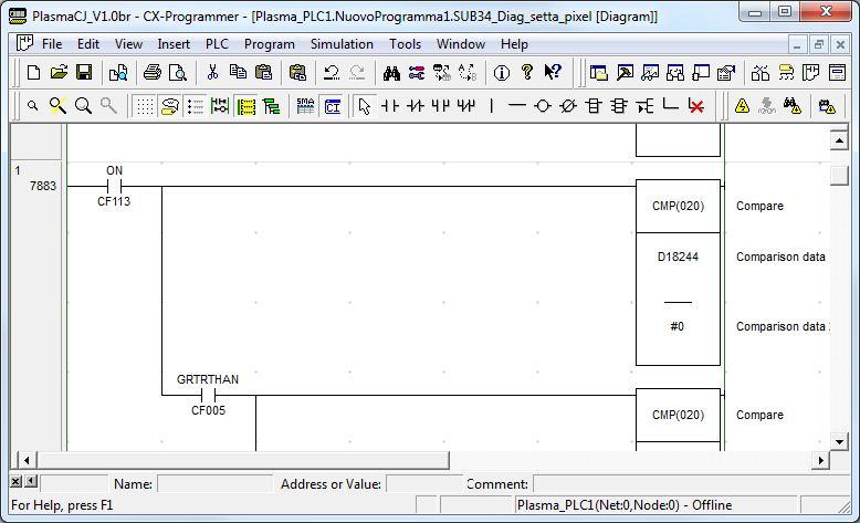 Quando desconectado, o Fundo da Tela do CX-Programmer tem coloração branca e não são dispostas as condições de cada contato ou linha de programação (Figura 28).